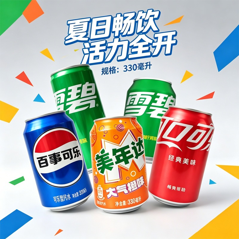 百事可乐雪碧可口可乐美年达易拉罐碳酸饮料汽水整箱批发